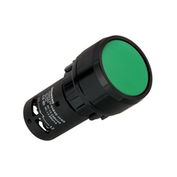 BOTON PULSADOR VERDE 22MM 1NA+1NC PLASTICO