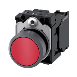 BOTON PULSADOR ROJO 22MM 1NC PLASTICO ANILLO METALICO