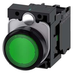 BOTON PULSADOR ILUMINADO VERDE 22MM 1NA LED INTEGRADO 230V AC
