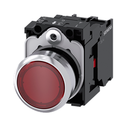 BOTON PULSADOR ILUMINADO ROJO 22MM 1NC LED INTEGRADO 24V AC/DC METALICO