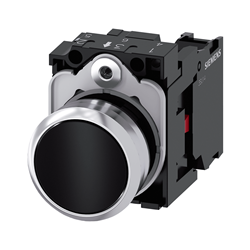 BOTON PULSADOR NEGRO 22MM 1NC METALICO
