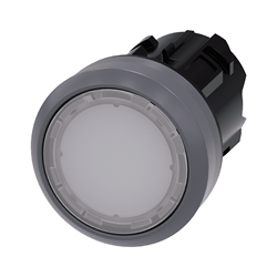 BOTON PULSADOR ILUMINADO BLANCO 22MM PLASTICO ANILLO METALICO