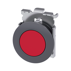 BOTON PULSADOR ROJO 30MM METALICO ANILLO FRONTAL