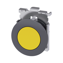 BOTON PULSADOR AMARILLO 30MM METALICO ANILLO FRONTAL