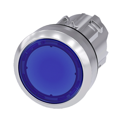 BOTON PULSADOR ILUMINADO AZUL 22MM METALICO