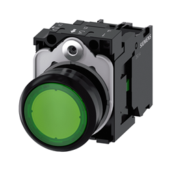 BOTON PULSADOR ILUMINADO VERDE 22MM 1NA LED INTEGRADO 110V AC