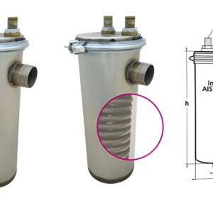 CONDENSADOR COMPLETO PM10 INOX R 1/2"  X 2"  Y 1"  H=375mm Ø 150mm